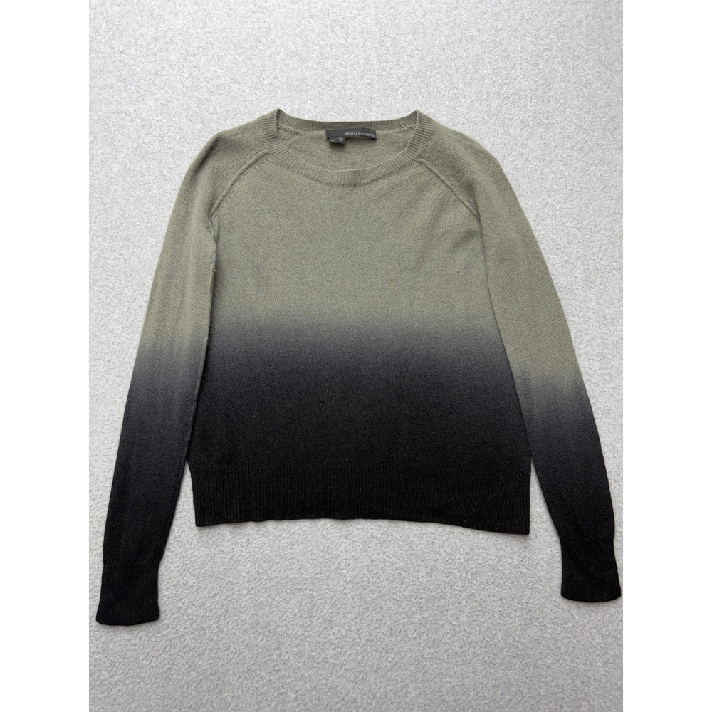 360Cashmere Sweater Womens Medium Green Black Ombre Crewneck Cashmere 28133